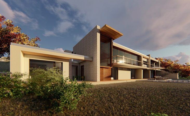 Casa CA, Chicureo, Santiago. Diseño acoplado a la pendiente.