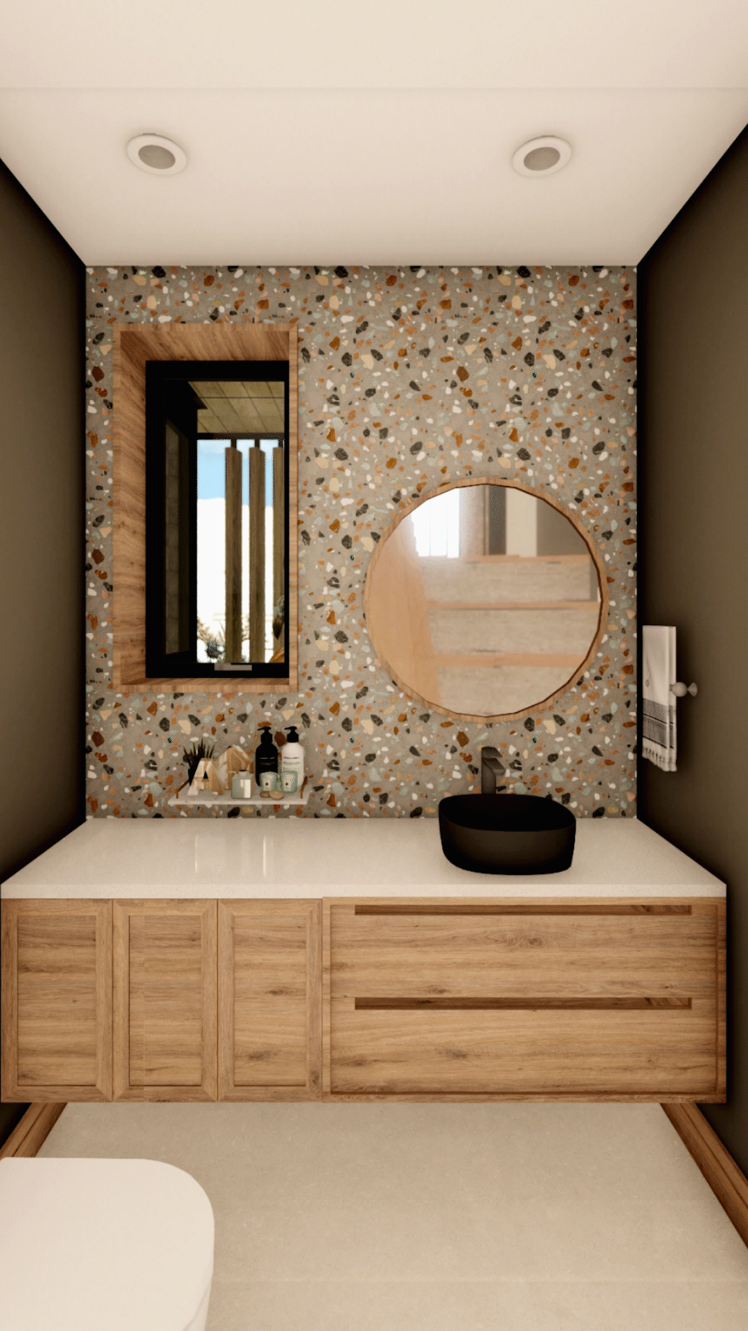 baño, casa, arquitectura, terrazo, diseño, interior, vintage
